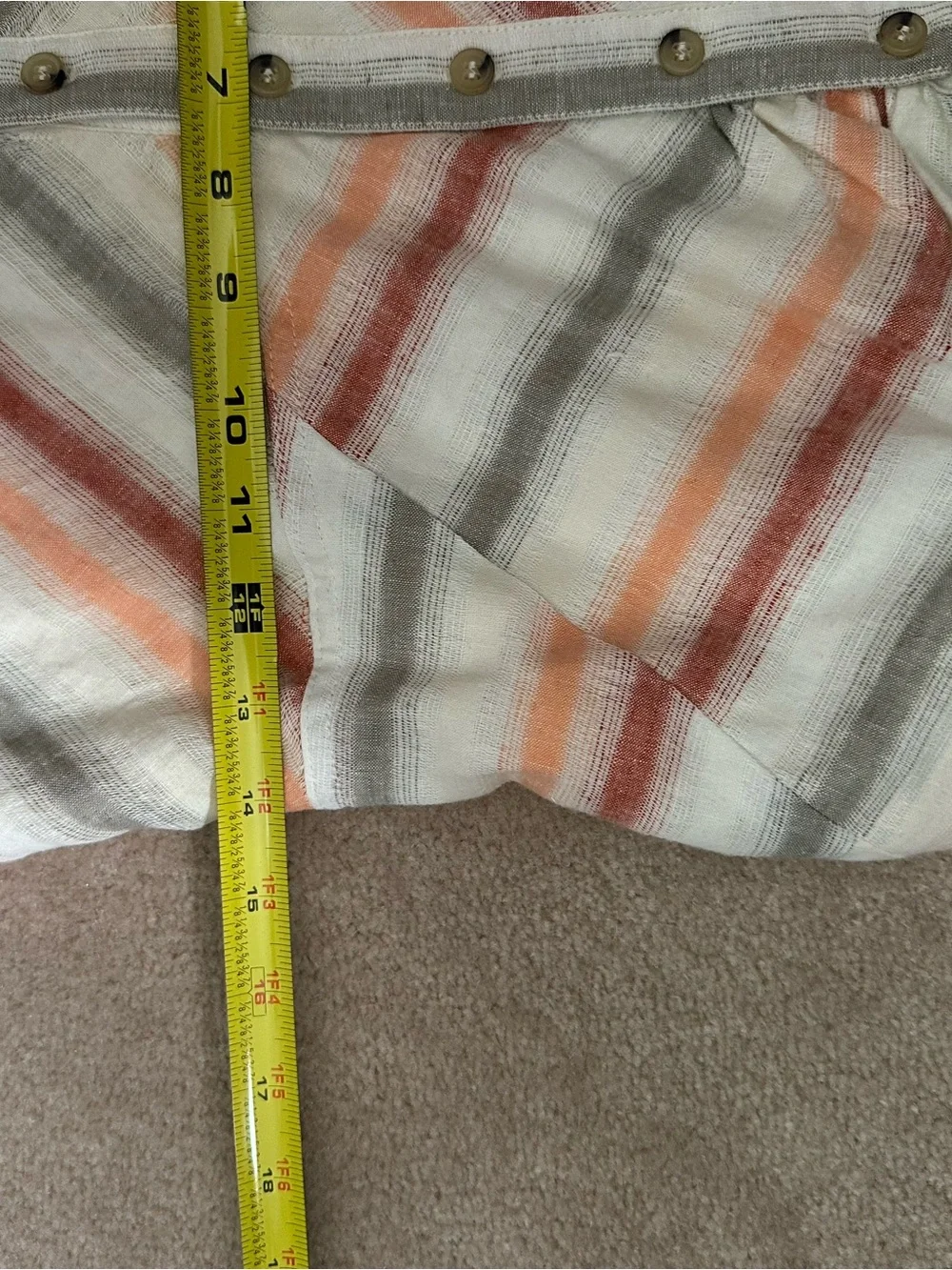 Free People Striped Button-Front Midi  Sundress in Cream, Coral, and Gray